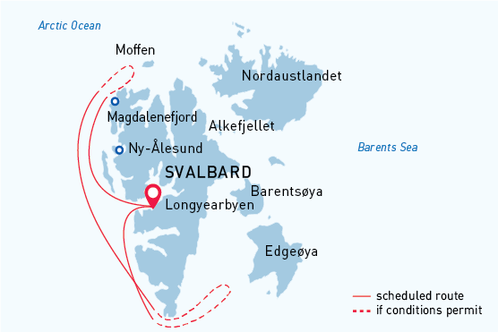 West Svalbard & Polar Ice Edge map route